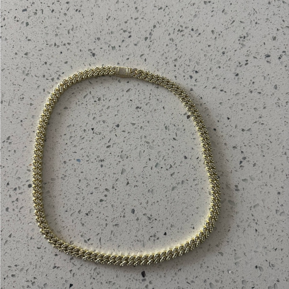 14 carat gold laminated moissanite Cuban link